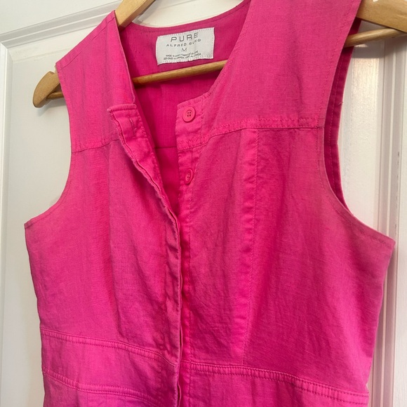 Pink Alfred Sung Linen Blend Dress Medium - Picture 3 of 4